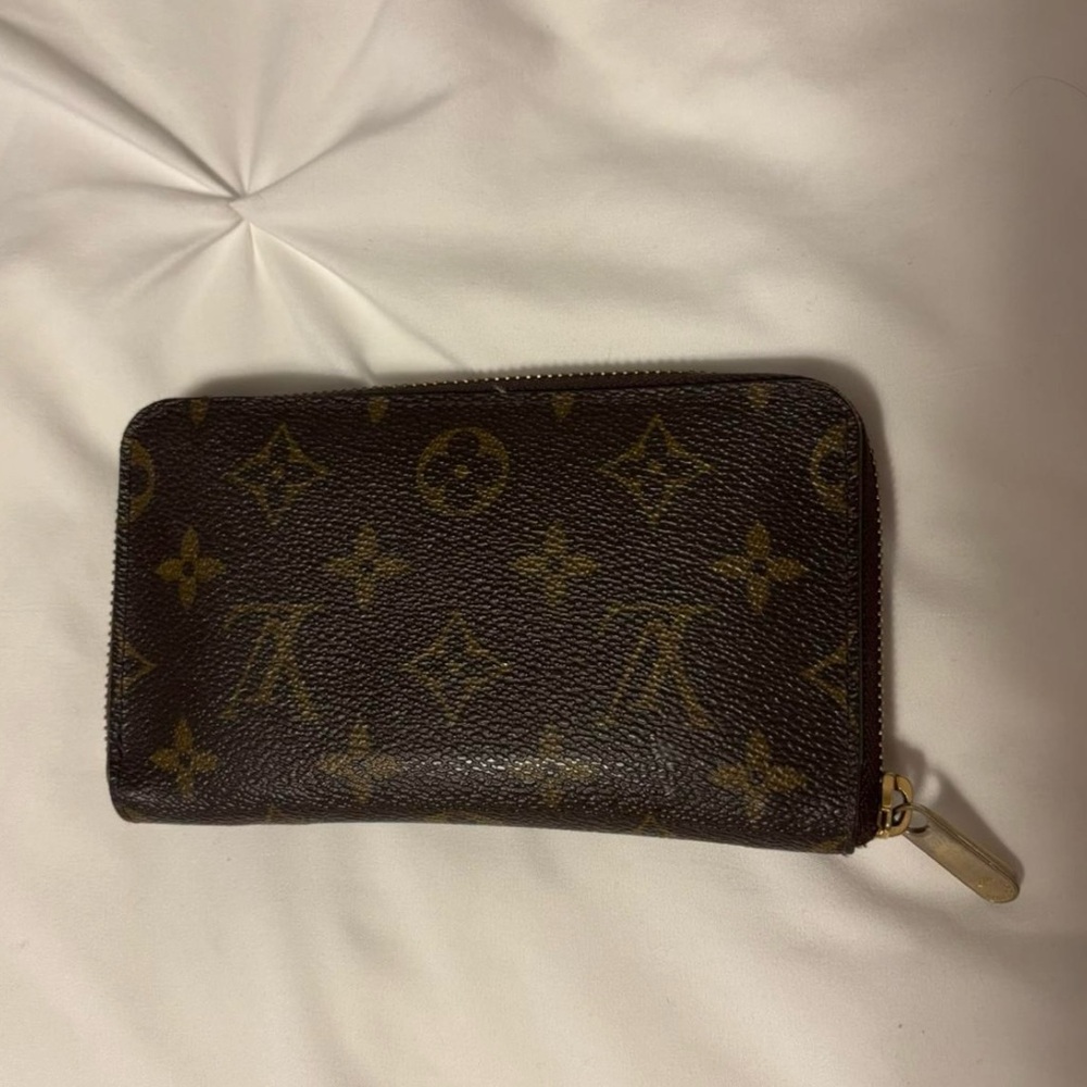 Louis Vuitton Brown and Gold Zipper Wallet